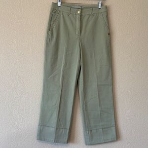 Raffaello Rossi Vintage Stylish Olive Green Wide Leg Pants